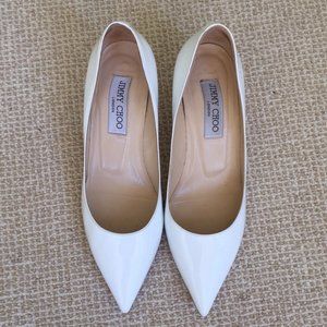 Pair of Jimmy Choo, white kitten heels, size 37, wedding shoes